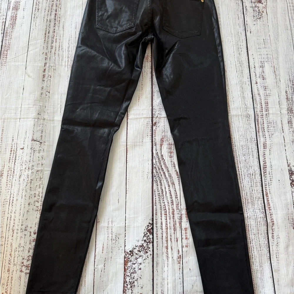 NWT 7 For All Mankind High Waist Ankle Skinny in Black Coated Stretch Jeans 27